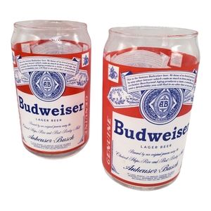 Vintage Budweiser 16oz. Can Glass Set of (2)